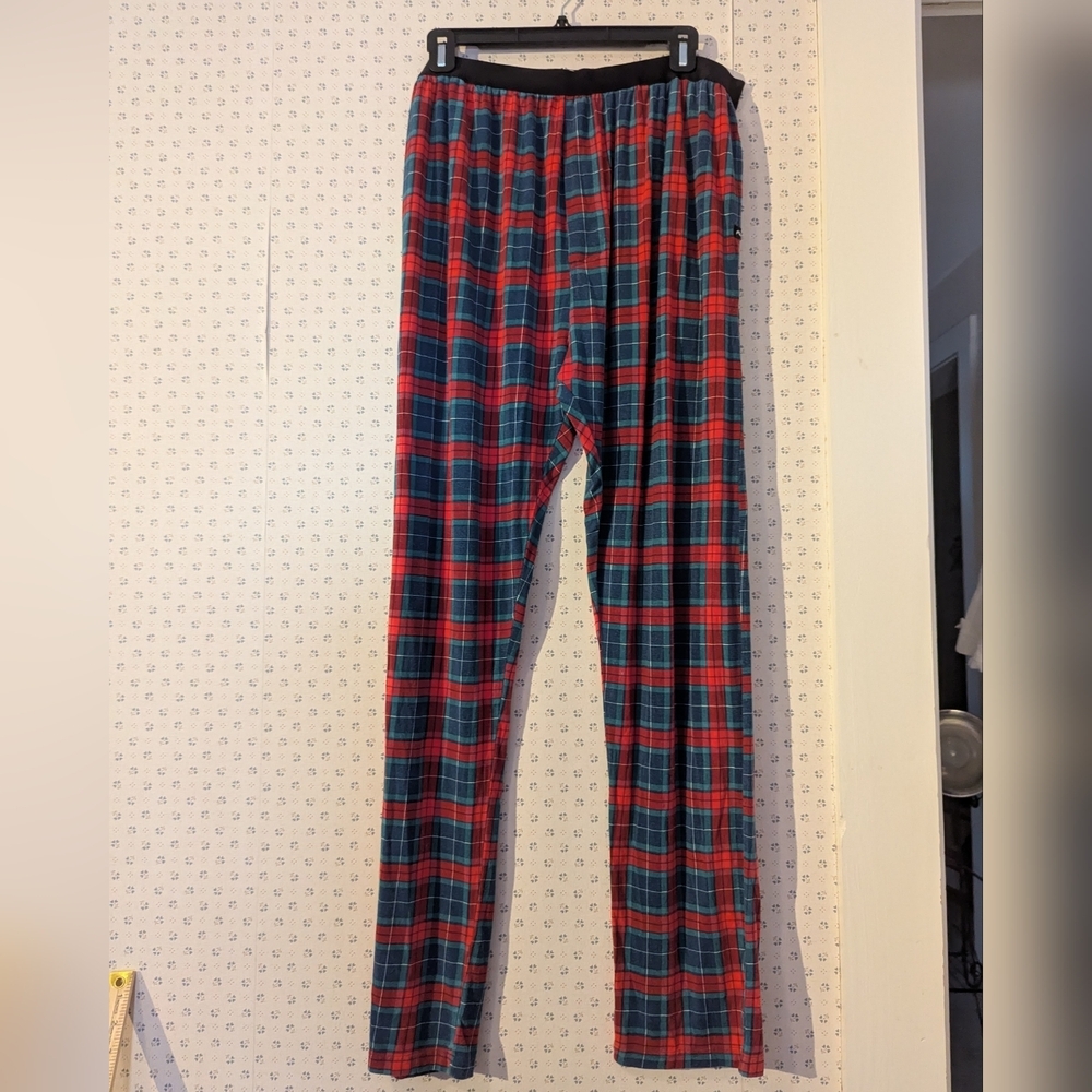 Me Undies Pajama Pants XL Red Blue Plaid Elastic Waist Soft Fabric Unisex Lounge